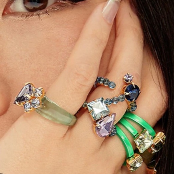 NAILS BY ME X JCREW STACKED CRYSTAL RING SZ 7 NWT - Picture 4 of 9